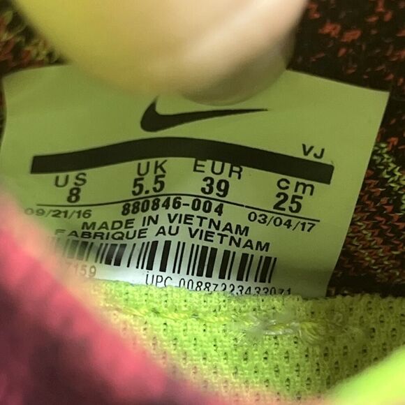 Nike Womens Size 8 Free Run Motion Flyknit 2017 Pink Slip On Athletic Sneakers - Picture 8 of 10